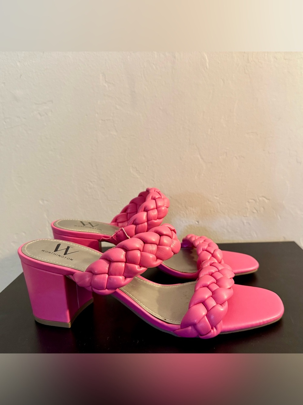 💖 Worthington Hot Pink Braided Block Heels 💖